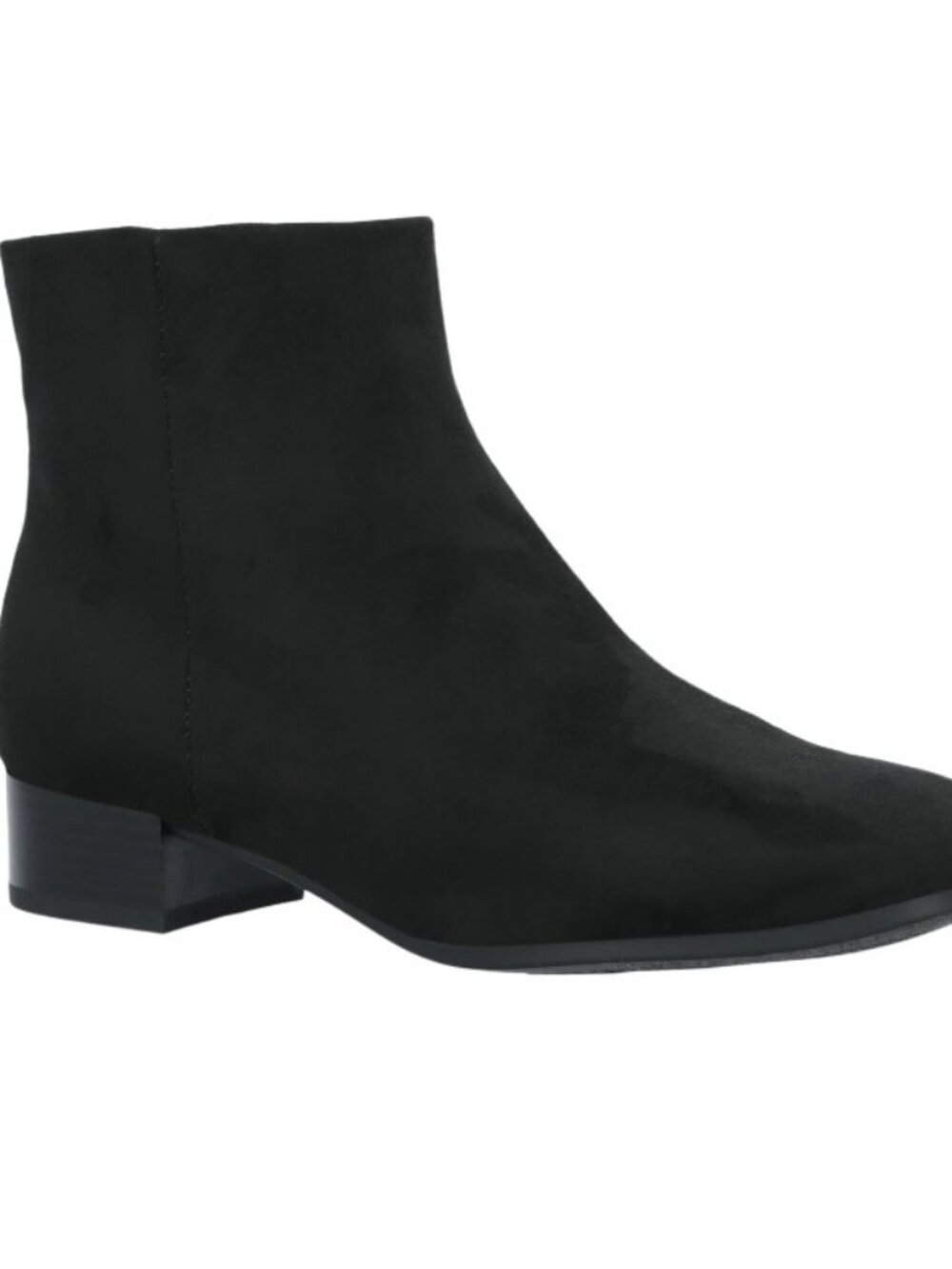 NEW Time and Tru Women's Faux Suede Black Ankle Boots - Shoe Size 8W